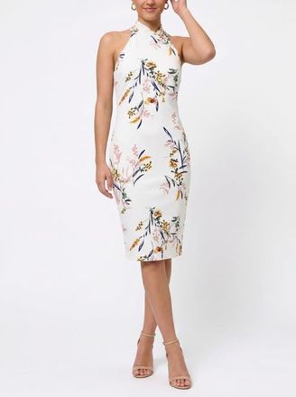 Rachel Roy Harland Crossover Halter Midi Dress in White Blossom at Nordstrom, Size X-Small