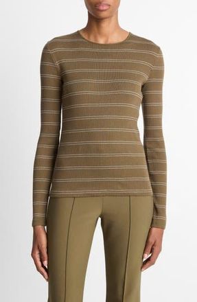 Vince Stripe Rib Top in Cypress Combo at Nordstrom Rack, Size Xx-Small