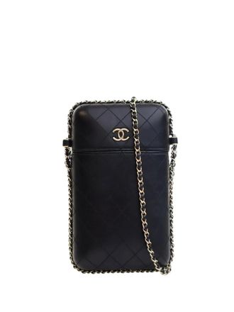 Chanel 2018 CC Quilted Lambskin Chain Around Phone Holder crossbody bag - women - Lambskin - One Size - Black