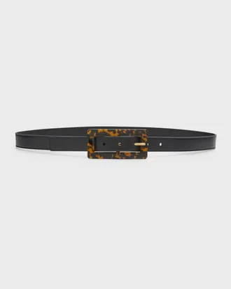 Saint Laurent Smooth Leather Belt With Rectangular Buckle