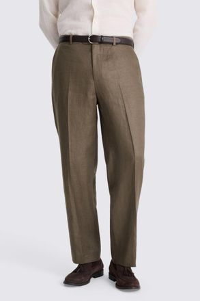 Moss Relaxed Fit Taupe Linen Trousers