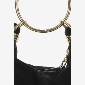 Chlo&eacute; Womens Mini Bracelet Hobo Leather Bag Black Goat Suede (capra Hircus) Shoulder