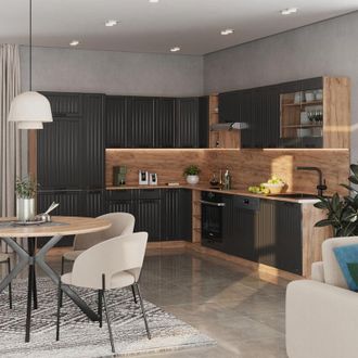 Vicco Cocina Esquinera Fame-line, Gris Oscuro, 347 X 60 Cm, Et Antracita, Vicco