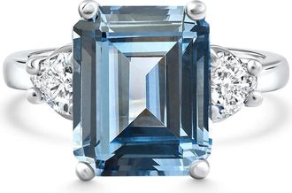 Pompeii3 Platinum Aquamarine & Heart Shape Diamond Ring Lab Grown
