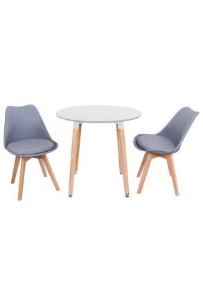 Life Interiors Round Lorenzo Dining Set with a Table & Chairs Set of 2 in Grey