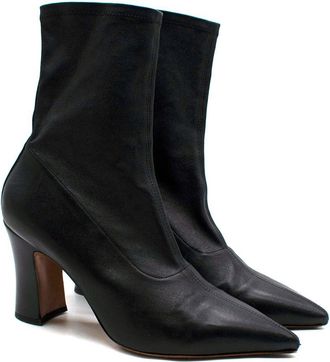 Dries Van Noten Dries Van Noted Black Leather Pointed Toe Ankle Boot Size 40