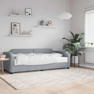 vidaXL Vidaxl - Sof&aacute; Cama Con Colch&oacute;n Tela Gris Claro 80x200 Cm