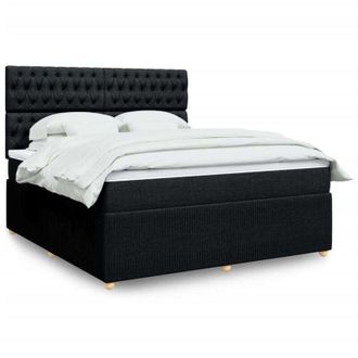 vidaXL Vidaxl - Cama Box Spring Con Colch&oacute;n Tela Negro 180x200 Cm