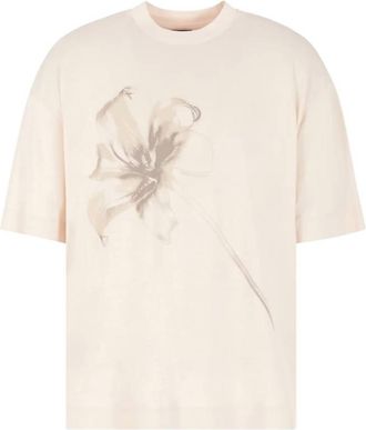 Emporio Armani Lily Print Lyocell Blend Jersey T-Shirt, Size X-Large
