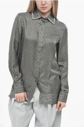 Golden Goose Floral Satin Blouse with Jewel Collar size Xs