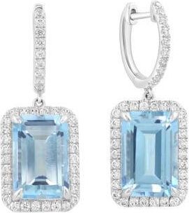 Effy Sterling Silver Blue Topaz & Zircon Drop Huggie Hoop Earrings at Nordstrom Rack