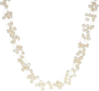Valero Pearls Womens Fresh Water Cultured Pearl Necklace - White Sterling Silver - One Size