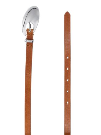 Diesel Leather with Oversized Oval Buckle Belt - Brown
