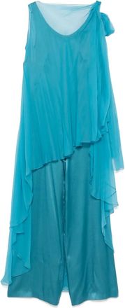 Alberta Ferretti cape-detail jumpsuit - women - Silk - 40 - Blue