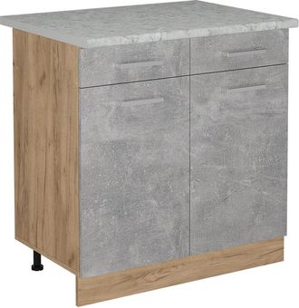 Vicco Mueble Bajo De Cocina R-line, Hormig&oacute;n, 80 Cm Et M&aacute;rmol