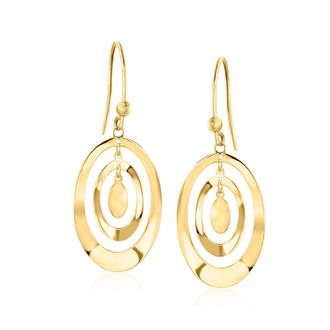Ross-Simons Italian 10kt Yellow Gold Curvy Concentric Oval Drop Earrings