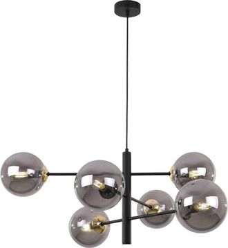 OEM L&aacute;mpara Colgante Vicenza Negra Y Dorada 6 L&aacute;mparas Planas Grafito E14
