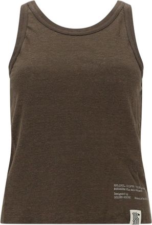 Golden Goose Brown Logo Round Neck Top