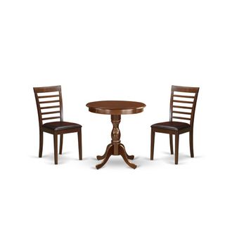 East West Furniture ESML3-MAH-LC - 3-Pc Kitchen Dining Set - 2 Dining Room Chairs and 1 Modern Dining Table (Mahogany Finish)