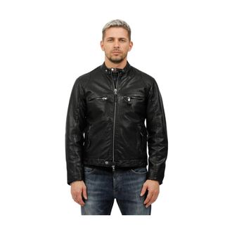 The Jack Leathers Leren bikerjack - Heren - Leren en Su&egrave;de Jassen - Zwart - L - Jassen