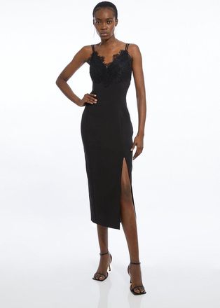Karen Millen Tailored Lace Detail Midi Pencil Dress
