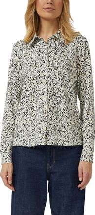 s.Oliver Langarmbluse S.OLIVER, Damen, Gr. 34, grau floral, Jersey, Obermaterial: 95% Baumwolle, 5% Elasthan, gemustert, tailliert h&uuml;ftbedeckend, Rundhals, Blu