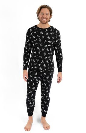 Leveret Mens Cotton Matching Family Halloween Pajamas, Skeleton & Skull Prints in Skeleton Black at Nordstrom, Size X-Small