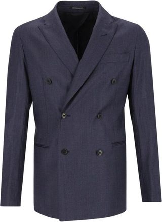 Emporio Armani Dubbelzijdig wollen en kasjmieren pak - Heren - Business pakken - Blauw - L - Wol - Kostuums