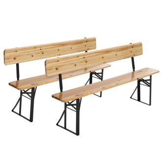 Oviala Lote de 2 bancos de madera plegables de estilo brasserie con respaldo