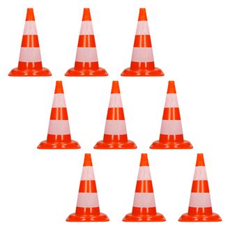 ECD Germany Ecd Germany 9x Cono De Tr&aacute;fico Obra Pieza De Se&ntilde;alizaci&oacute;n Emergencia Color Naranja Y Blanco 47 Cm De Altura En Pvc Fuerte Y Robusto Pil&oacute;n De Seguridad