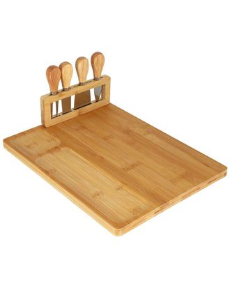 MegaChef Bamboo Charcuterie/Cheese Board With 4Pc Knife Set