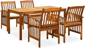 vidaXL Set Comedor De Jard&iacute;n 5 Pzas Y Cojines Madera Maciza De Acacia Vidaxl