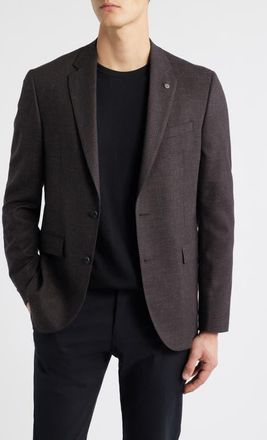AllSaints Ross Slim Fit Brown Micro Houndstooth Sport Coat at Nordstrom, Size 48 Regular