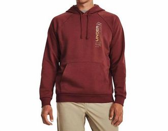 Under Armour Mens Rival Wordmark Hoodie In Red