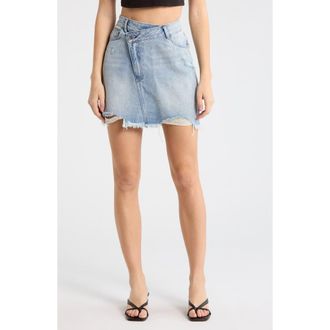 Desigual Distressed Denim Miniskirt in Light Blue at Nordstrom Rack, Size Large