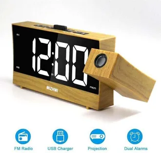 OEM Radio Despertador Con Proyector, Montado En El Techo, Con Dos Alarmas, Pantalla Led Grande, Funci&oacute;n De Repetici&oacute;n De Alarma Y 2 Puertos De Carga Usb