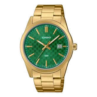 Casio Mens Gold Watch with Green Dial - MTP-VD03G-3AUDF