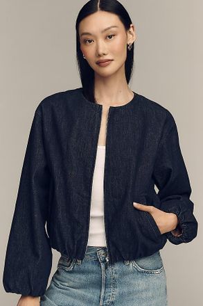 Pilcro Cotton Denim Collarless Jacket