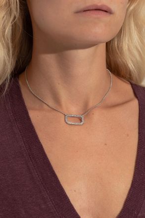 AllSaints Necklace With A Pendant Featuring Sparkling Crystals, Womens, Silver