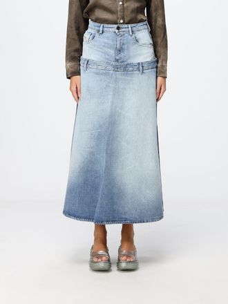 Diesel De-Vorya-S High-Waisted A-Line Midi Skirt in Cotton Denim