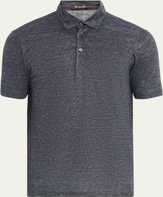 Loro Piana Mens Linen Jersey Dublon Polo Shirt