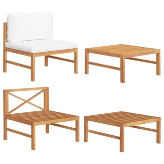 vidaXL Set De Muebles De Jard&iacute;n 2 Pzas Madera De Teca Y Cojines Crema Vidaxl
