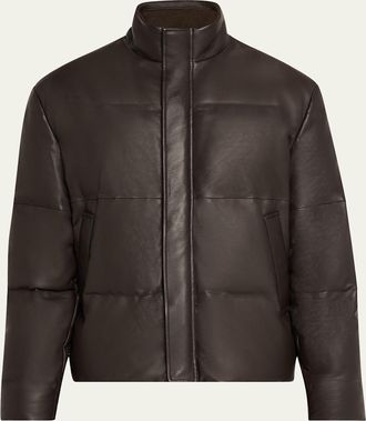 Ermenegildo Zegna Mens Quilted Down Napa Leather Blouson