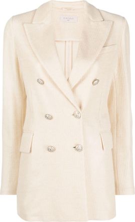 Circolo 1901 double-breasted textured blazer - women - Cotton/Linen/Flax - 38 - Neutrals