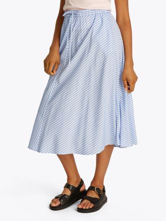 Tommy Hilfiger A-Linien-Rock TOMMY HILFIGER CRINKLE VISCOSE MIX MIDI SKIRT, Damen, Gr. 32, bunt (multiple stp, ivory silk), Web, Obermaterial: 86% Viskose, 14% Polya