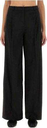 The Garment Wide Leg Geplooide Broek - Dames - Wijde Broeken - Zwart - M - Polyester - Broeken