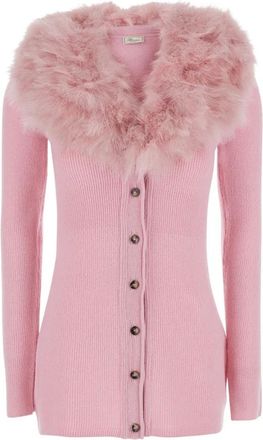 Blumarine Trui met ronde hals - Dames - Vesten - Roze - M - Wol - Truien & Vesten