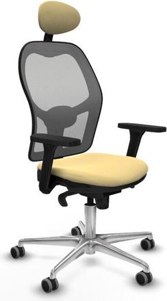 Piqueras y Crespo Piqueras Y Crespo - Jorquera Sincro Malla Gris Similpiel Crema Brazos 3d Base Aluminio Cabecero Fijo Ruedas 65mm Engomada