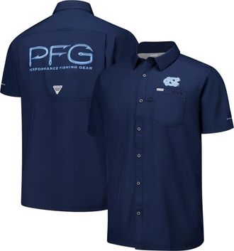 Columbia Mens Columbia Navy North Carolina Tar Heels PFG Slack Tide Omni-Shade Button-Up Camp Shirt at Nordstrom, Size Large