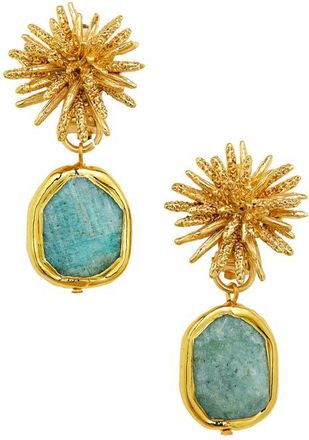 Karine Sultan Amazonite Starburst Clip-On Earrings in Gold at Nordstrom